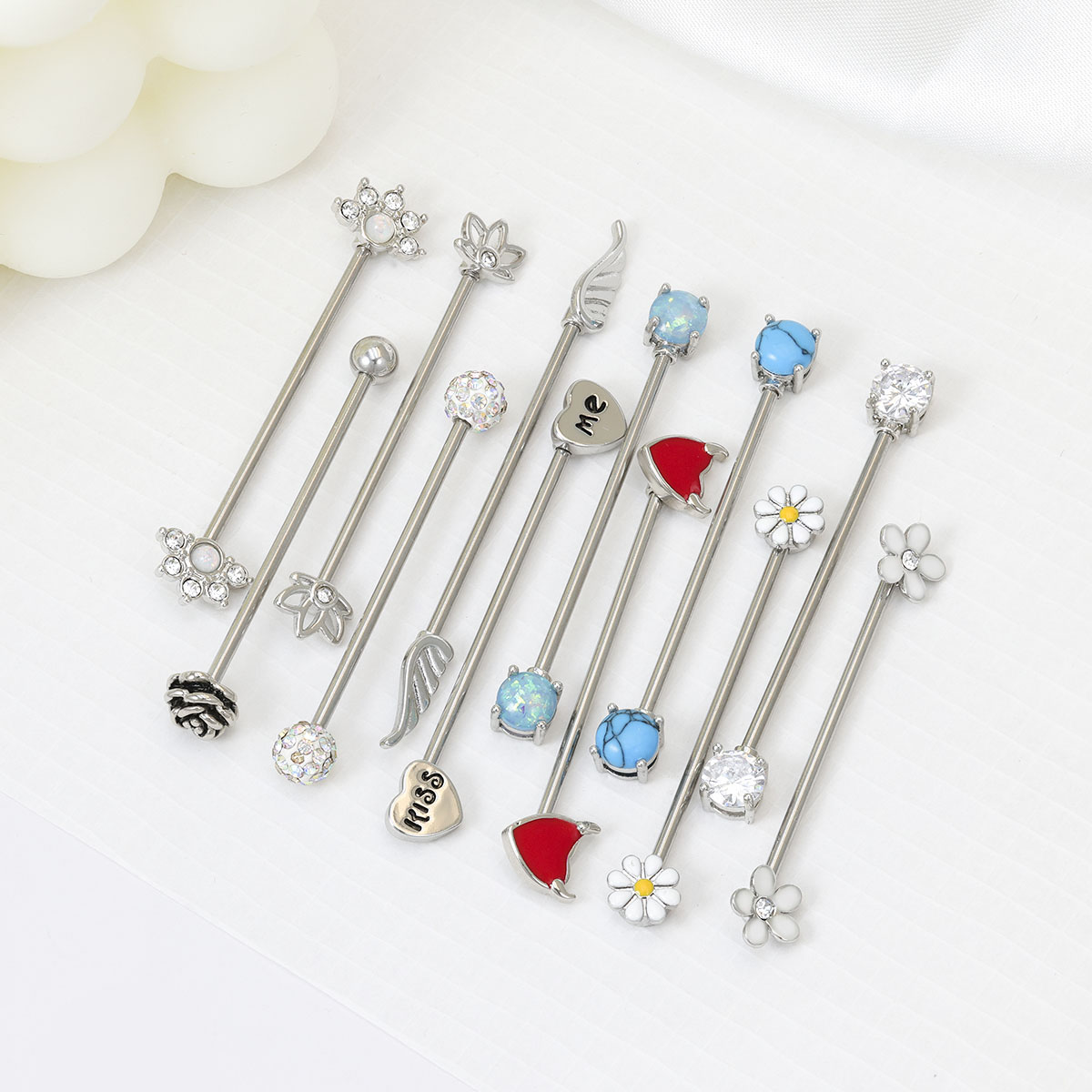 Body Jewelry Surgical Steel - 16G Pijlen Harten Industriële Barbell Chirurgisch
