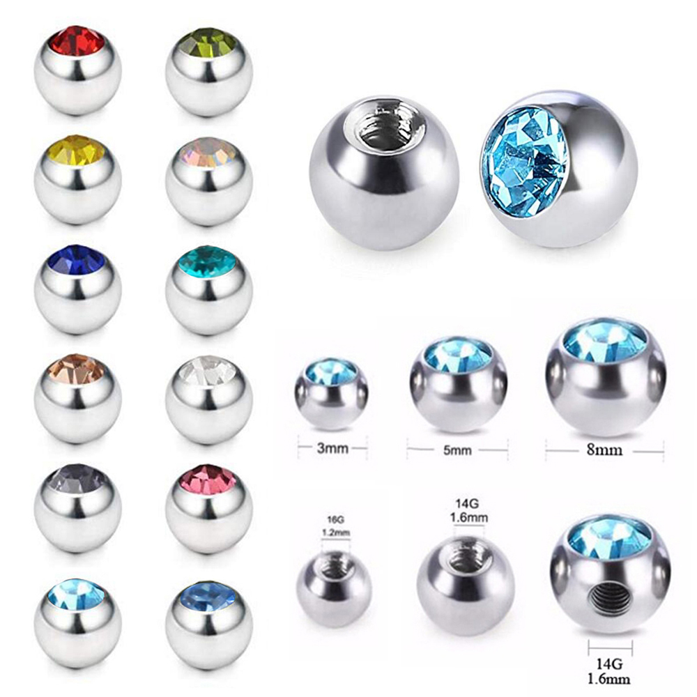 60Pcs Rvs Cz Schroef Gat Verva - Body Jewelry Replacement Ball recensie en prijs