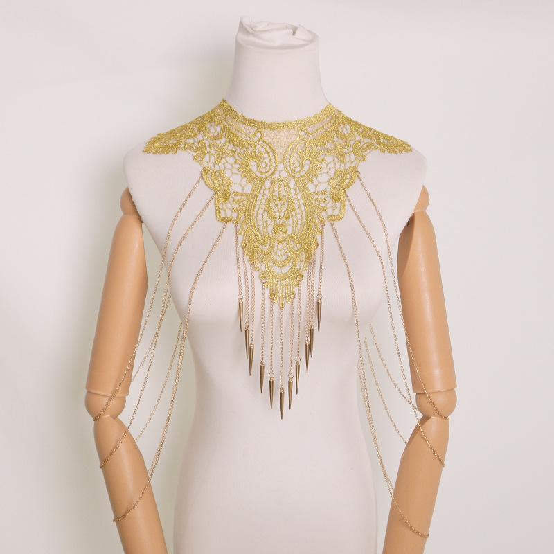 Gouden kantversiering meerlaag - Body Jewelry Necklace recensie en prijs