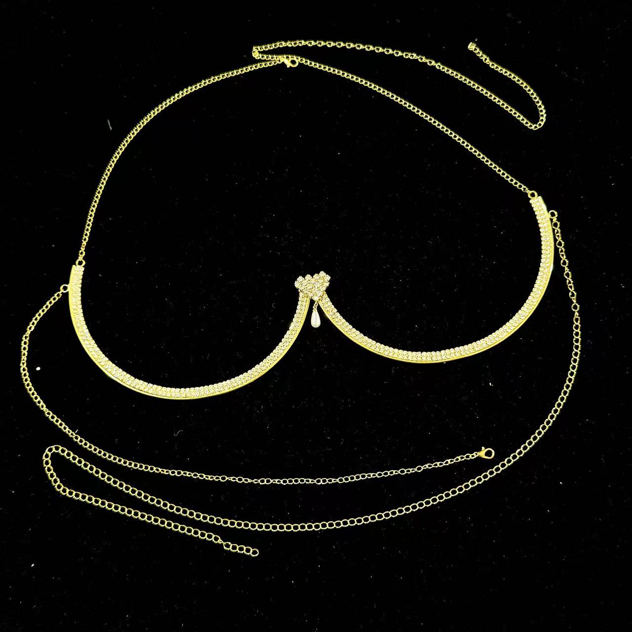 Dames borststeun parel hanger  - Body Jewelry Necklace recensie en prijs